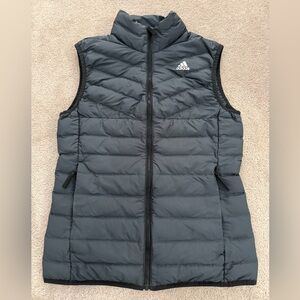 Adidas Duck Down Feathers Woman Small Charcoal Grey Warm Lightweight Puffer Vest